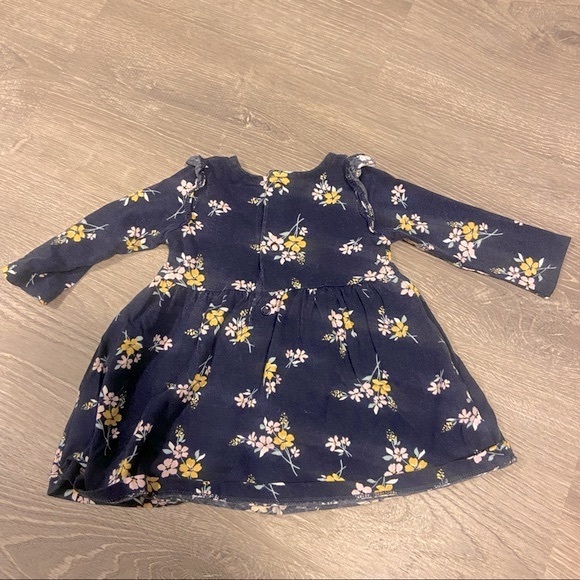 Carter’s baby girl navy floral cotton long sleeved dress 6M EUC - Picture 4 of 4
